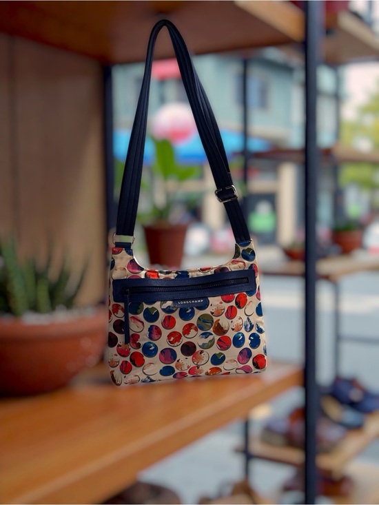 Longchamp Handbags - Longchamp Vintage Crossbody Bag with Multicolor Dot Print and Dustbag